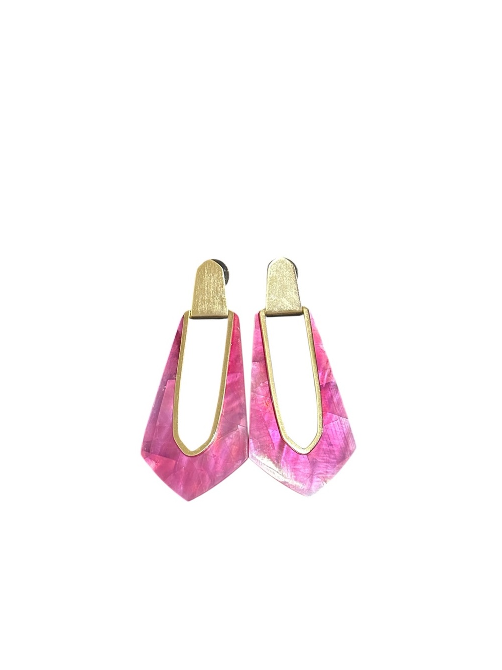 Kendra Scott Pink and Gold Faceted Drop Earrings